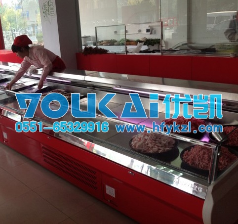 石家莊冷鮮肉柜冷藏保鮮柜綠色農家土豬肉連鎖店案例